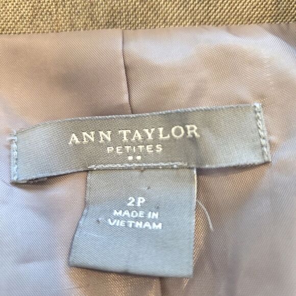 Ann Taylor Petites Taupe Tan Tweed 3 Button Lined Blazer Jacket Size 2P - Picture 4 of 9